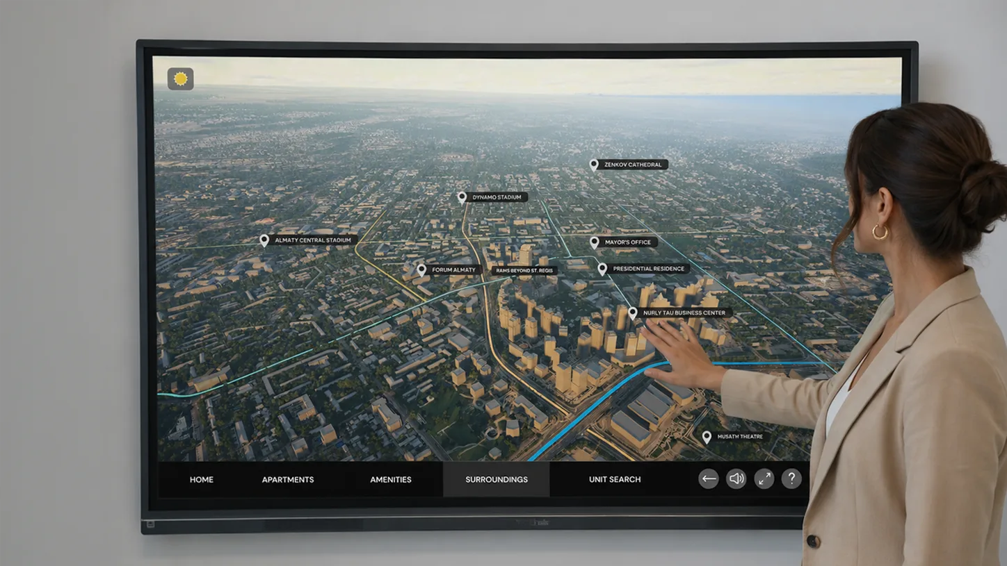 Digital twin on a wall-mounted touch screen