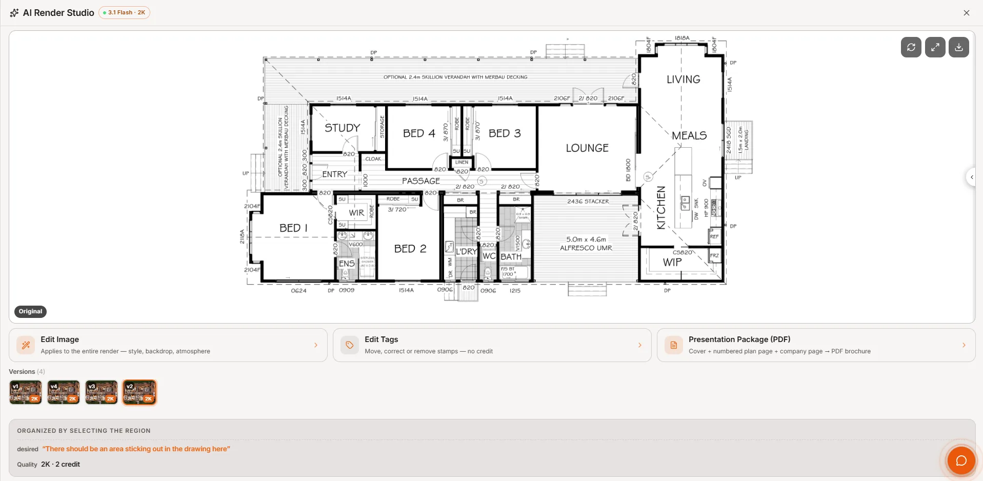 The AI Render Studio with an uploaded floor plan