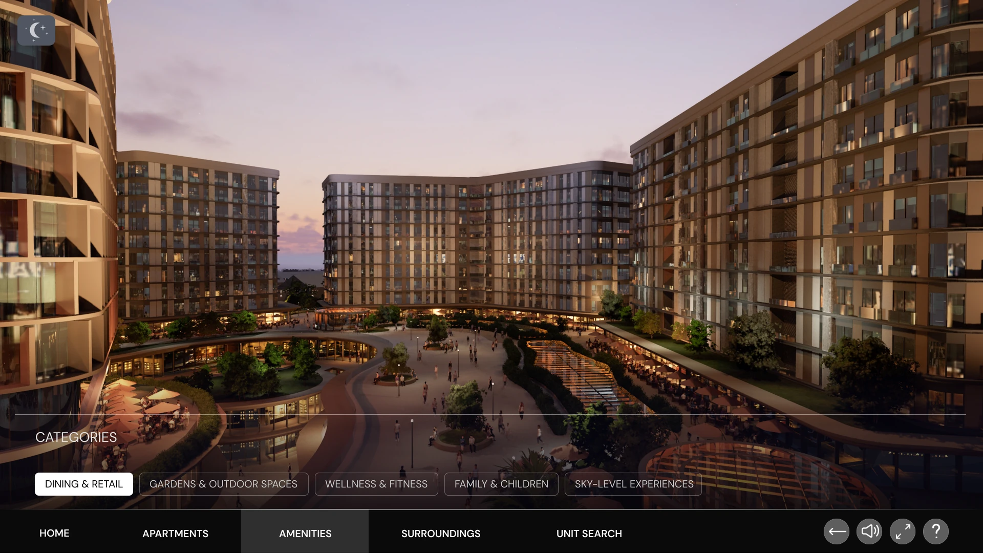 Shared amenities of the development by category